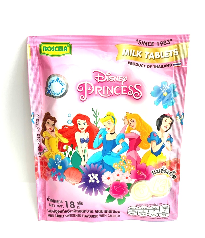 Молочные конфеты для детей с кальцием Roscela Disney Princess Розовые 18 грамм / Roscela Disney Princess Pink Milk Tablet 18 g