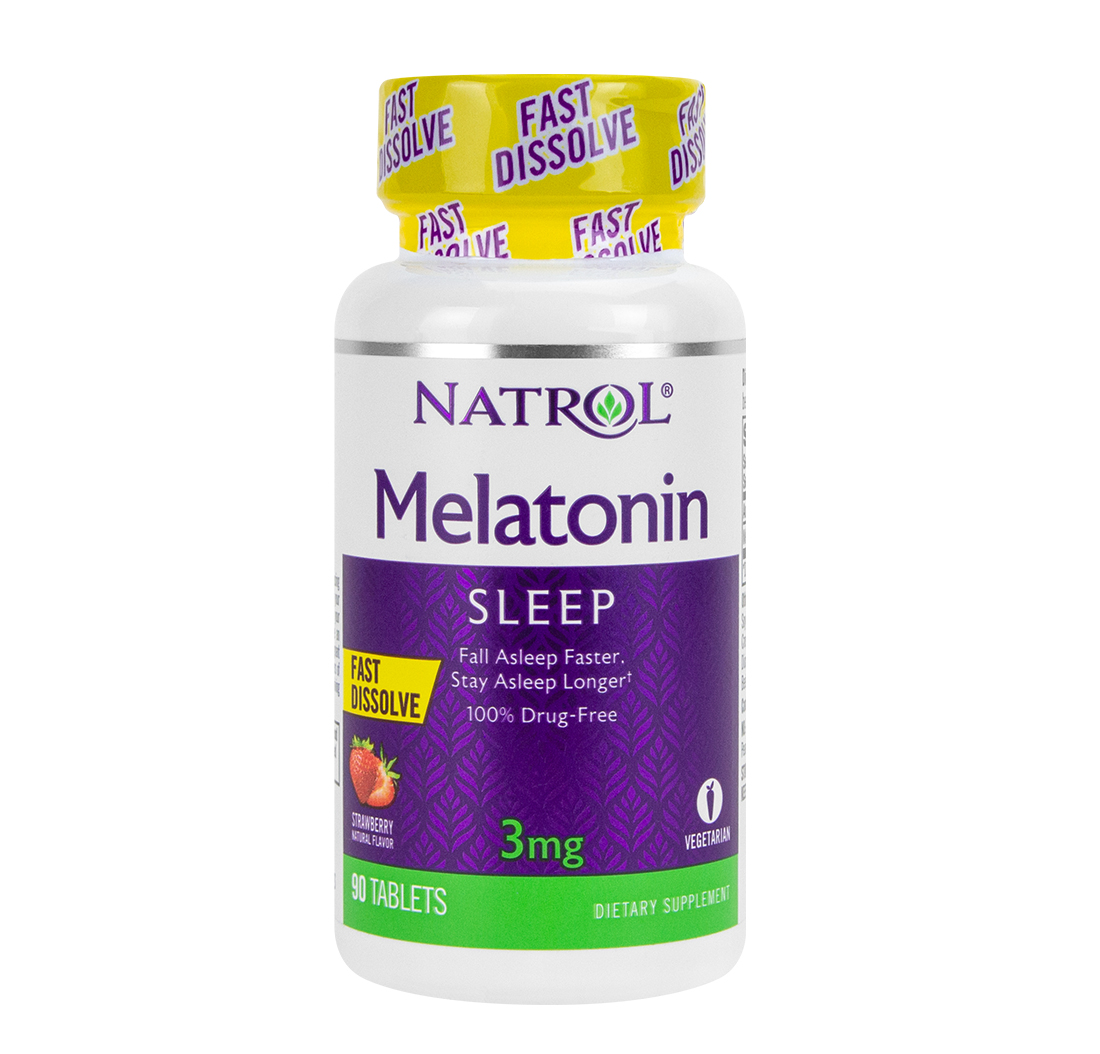 Мелатонин для сна Natrol 3 мг (клубника), 90 таблеток /Health Product Melatonin Fast Dissolve Strawbery 3 mg, 90.