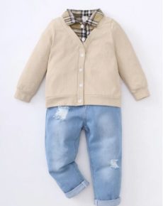 костюм с кофтой и джинсами 2 в 1 в клетку для мальчиков / suit with a jacket and jeans 2 in 1 for boys