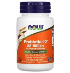 NOW Foods Пробиотик-10, 25 миллиардов 50 растительных капсул / NOW Foods Probiotic-10 25 Billion 50 Veg Capsules