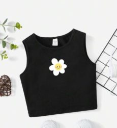 Одежда Shein Tween Майка с мультяшным и цветочным принтом для девочек / Clothes Shein Tween Girl Cartoon & Floral Print Tank Top