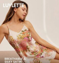 LUVLETTE атласное платье с принтом si2312229429996523 КОСМЕТИЧЕСКАЯ/ LUVLETTE printed satin dresssi2312229429996523COSMETIC