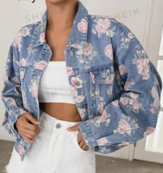 Джинсовая куртка с принтом DAZY размер 2305275395077760/DAZY Denim jacket, printed pattern, sz2305275395077760
