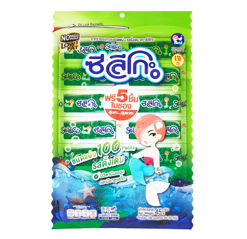 Снэк Seleco Хрустящие морские водоросли 45 гр / Seleco Crispy Seaweed Original Flavor 45 g