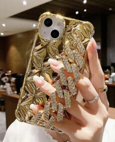 Чехол для телефона золотой Айфон 14 про Макс, 16 про Макс  / Phone case iPhone gold 14 pro Max, 16 pro Max