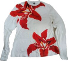 Футболка Shein Red Floral с длинными рукавами / Shein Red Floral Long Sleeve Tee