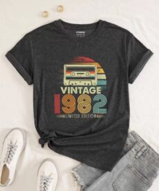 Темно-серая модная футболка SASHIKO / SASHIKO dark grey fashion t-shirt