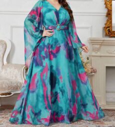 SASHIK Длинное платье с разноцветными узорами / SASHIK Long dress with multi-colored patterns