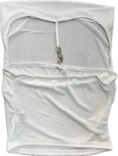 Белый шифоновый топ с открытой спиной и цепочкой / White chiffon tube top with open back and chain decoration