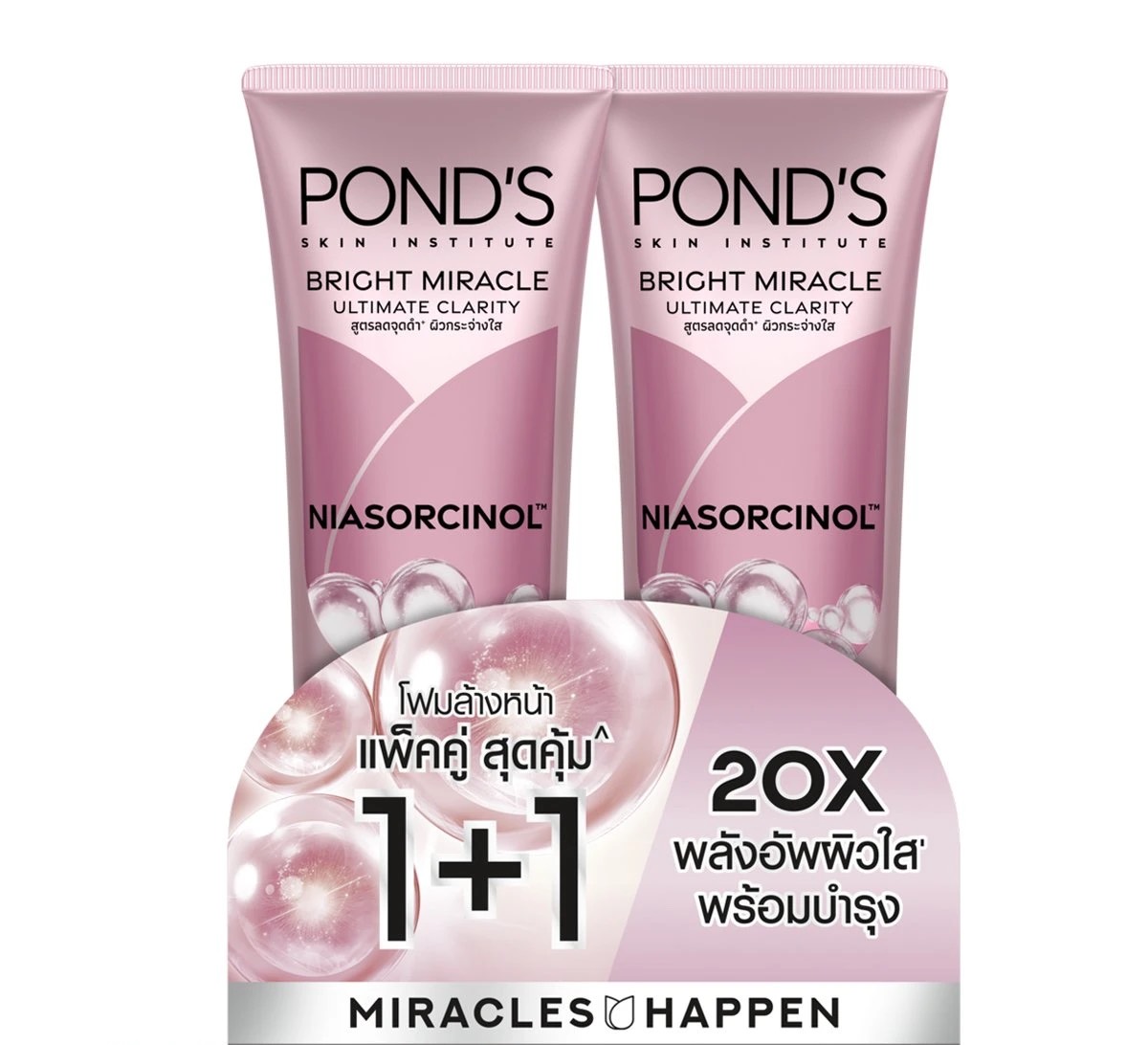 Пенка для умывания Pond's Bright Miracle Ultimate Clarity с ниасорцинолом, 85 г (упаковка из 2 шт.) / Pond's Bright Miracle Ultimate Clarity Niasorcinol Facial Foam 85 G. Pack of 2 PCS